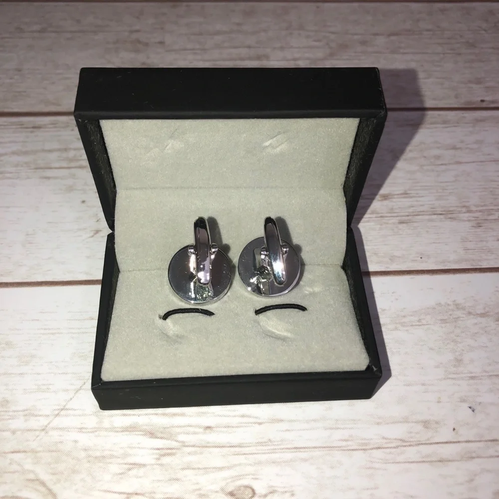 New in Box Mother Pearl X Letter Initial Silver Tone Cuff Link